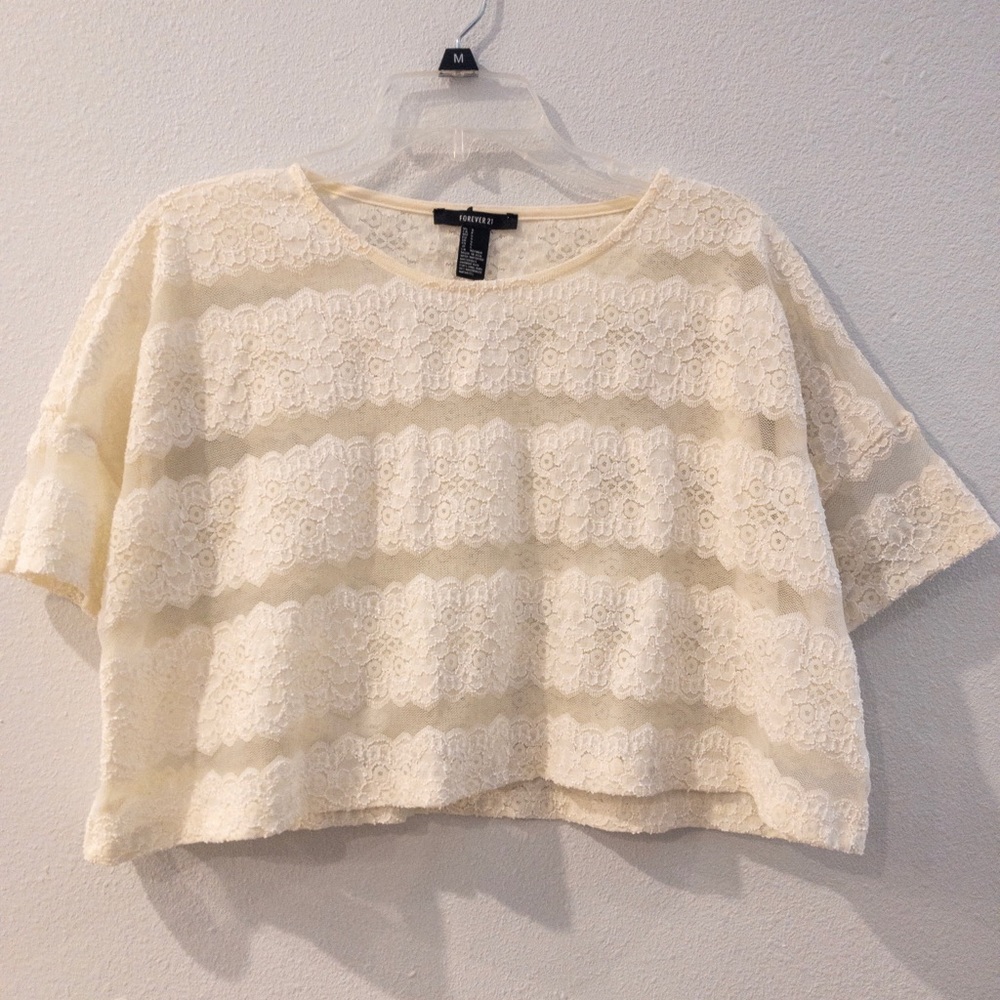 Cream Lace Crop Top